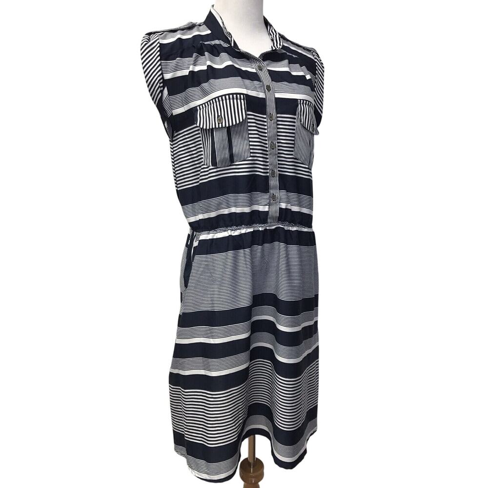 Speed Central Dress Womens Small Striped Blue White